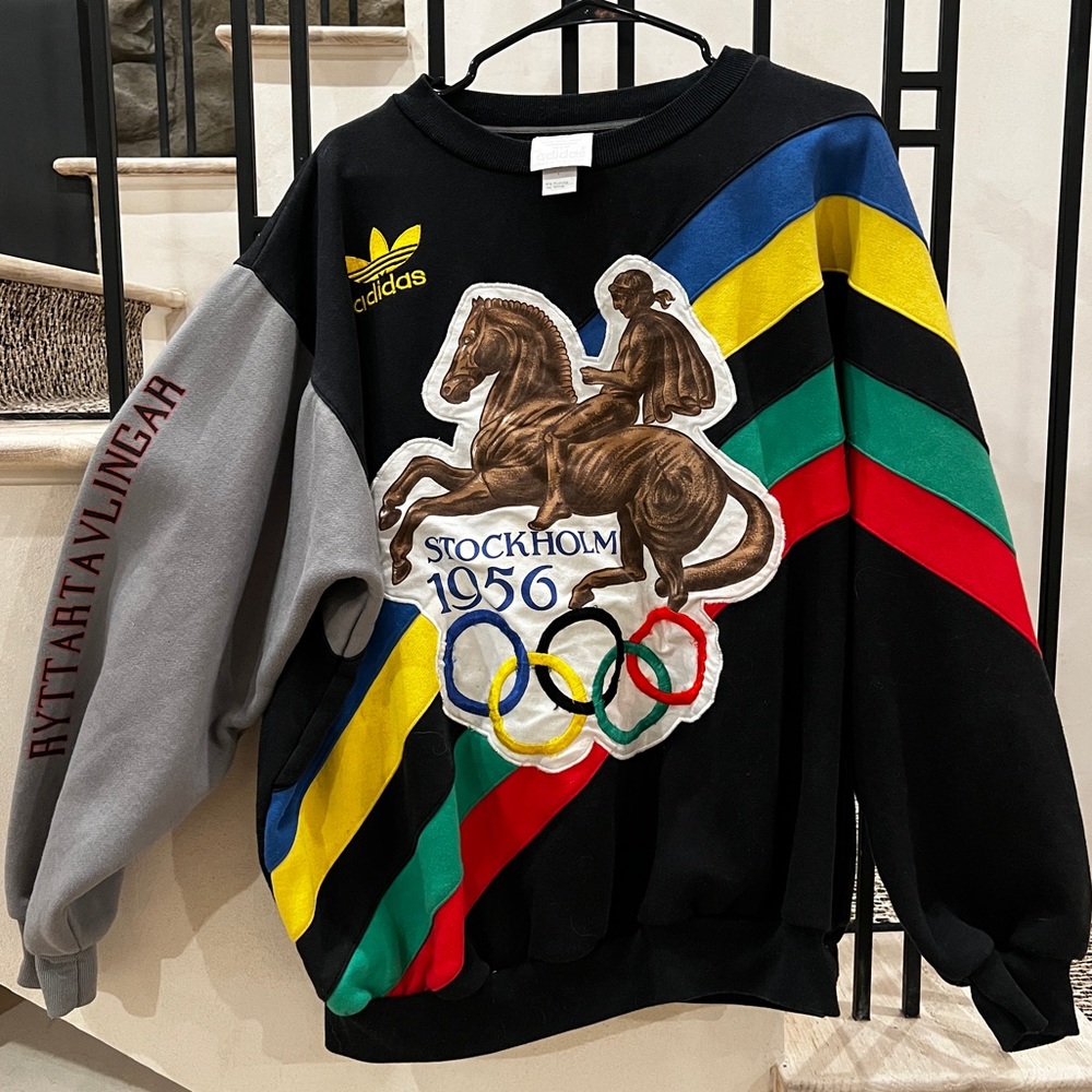 Rare Vintage 80’ Adidas Stockholm Helsinki Olympics Sweatshirt SZ L